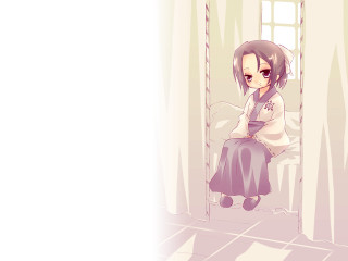 Girl sitting kimono blush curtains - shin hanga free wallpaper