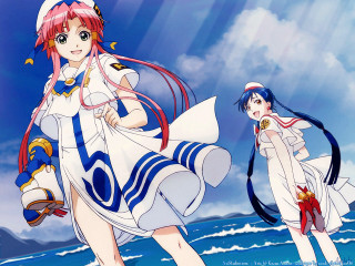 Anime girls ocean sailor uniform - long hair free wallpaper