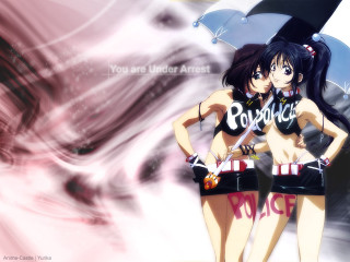 Anime girls black umbrella pink - concept art free wallpaper