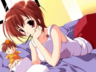 Woman child bed stuffed animal - bed free wallpaper