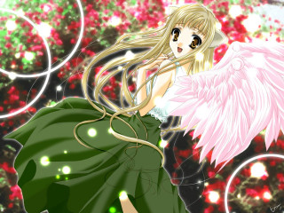 Blonde girl green dress pink 2 - background free wallpaper for desktop