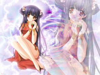 Anime girls cloud lightning flower - a flower free wallpaper