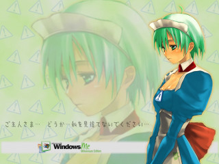 Anime greenhair blueoutfit whitehat greenbackground - a white hat free wallpaper