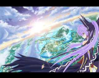 Anime purple hair dress sky - purple hair free wallpaper for desktop