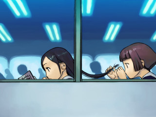 Couple train window sky lights - a train free wallpaper