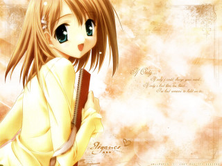 Girl long hair yellow shirt - a cloud background free wallpaper