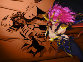 Pink hair sword demon background - cel free wallpaper