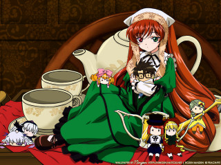 Green dress anime girls rococo - victorian free wallpaper