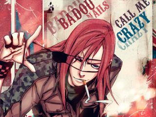 Redhair cigarette lighter anime camouflage - a character portrait free wallpaper