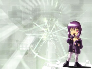 Purple girl cellphone green background - cybernetic free wallpaper