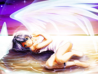 Angelic woman fantasy anime water - anime art free wallpaper