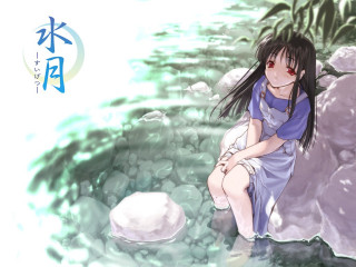 Woman rock water ayako rokkaku - a rock free wallpaper