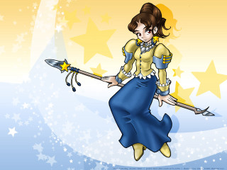Cartoon girl holding star wand - fantasy style free wallpaper