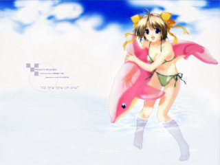 Girl bikini pink fish water - a blue sky background free wallpaper