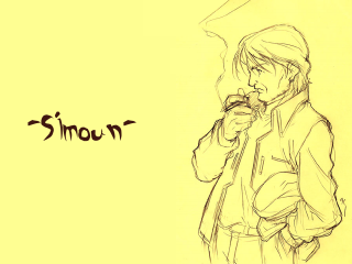 Man smoking simon yellow sketch - black ink free wallpaper