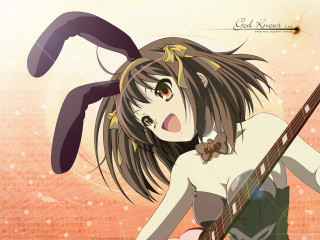 Girl guitar hat bow animal - a guitar free wallpaper