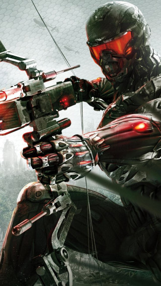 Futuristic man suit machine gun - free sci-fi wallpaper