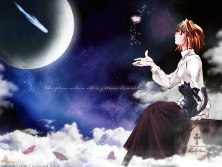 Clouds suitcase moon shootingstar anime - anime visual free wallpaper