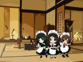 Three maid girls room window - a large window free wallpaper