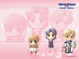 Anime characters pink bubbles school - a white border free wallpaper