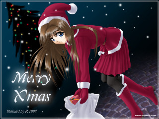 Santa woman on toilet snowy - anime art free wallpaper