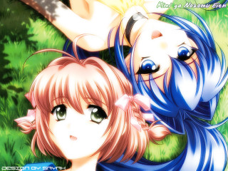 Anime girls grass wind blowing - the wind free wallpaper