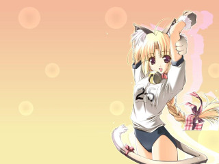 Anime girl cat ears microphone - holding free wallpaper