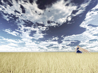 Woman field clouds sky dress - a woman in a field free wallpaper