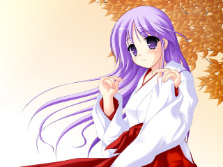 Purple hair miko blush gradient - branch free wallpaper