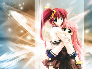Pink hair girls star sky - pink free wallpaper for desktop