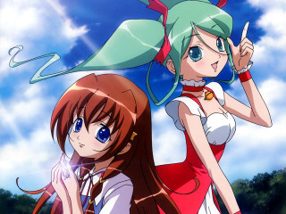 Anime girls blue eyes clouds - together free wallpaper
