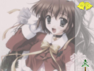 Girl redcoat smiling star christmastree - holding free wallpaper