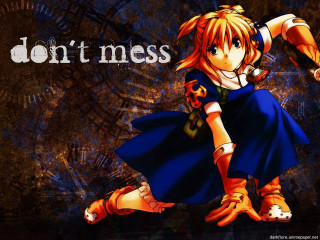 Orange hair blue dress girl - sign free wallpaper