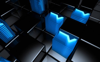 Chairs blue lights black room - beeple free wallpaper