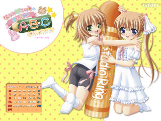 Anime girls hugging toothpaste calendar - giant free wallpaper