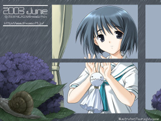 Blue hair girl purple flower - a purple flower free wallpaper
