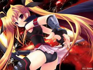 Anime blonde sword red background - red free wallpaper for desktop