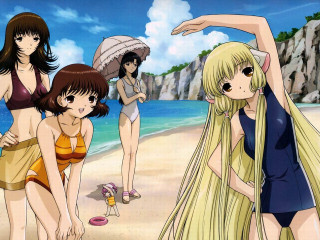 Beach girls umbrella bikinis ocean - top of a beach next free wallpaper