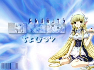 Anime girl sitting food blue - white letter free wallpaper
