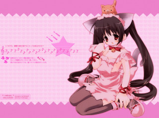 Pink dress girl cat head - a pink dress free wallpaper