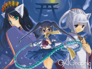 Anime girls blue dress cat - a white hat free wallpaper