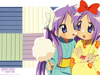 Two anime girls purple hair 2 - their head free wallpaper