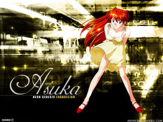 Anime girl red hair yellow - poster art free wallpaper