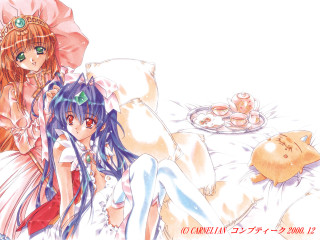 Anime girls bed teapot dress - the background free wallpaper
