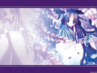 Anime girl long hair white 3 - a white dress holding free wallpaper