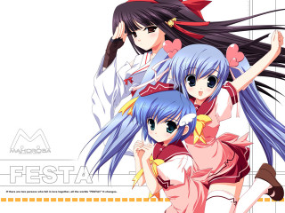 Three anime girls blue eyes 3 - net art free wallpaper