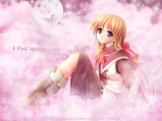 Girl cloud pink moon anime - a pink background free wallpaper