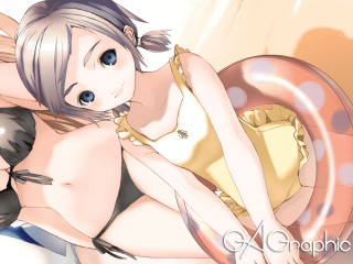 Woman bikini bed cat aya 2 - a detailed painting free wallpaper for desktop
