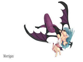 Blue haired demon girl flying - her pocket free wallpaper