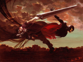 Woman sword demon glowing fantasy - ashley wood free wallpaper